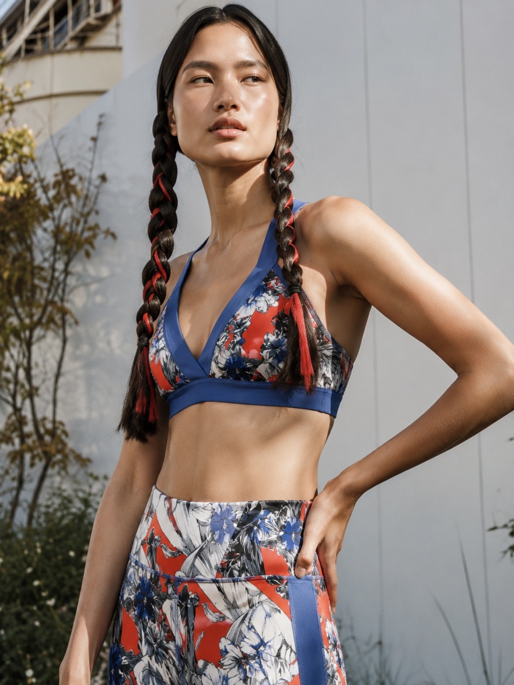Nike Indy Light Dri-FIT Floral Sports Bra | Blue Coral Print | M